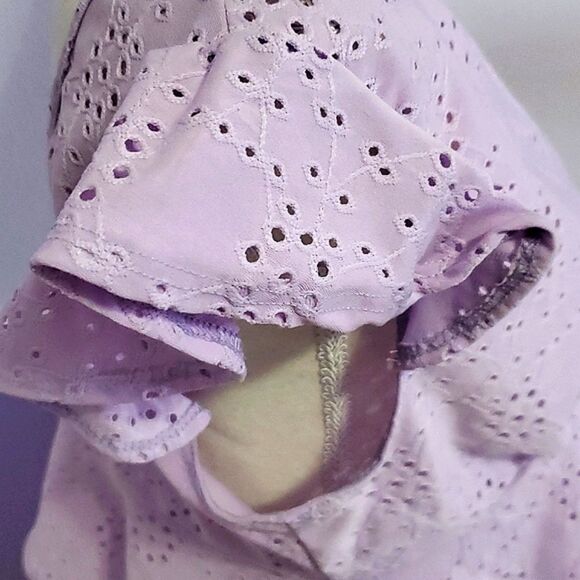 NWOT Ragdoll Lavender Eyelet Ruffled Boho Prairie Crop Top - Picture 4 of 7